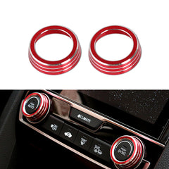 2pcs Centre Console AC Climate Control Knob Surrounding Ring Decoration Covers Compatible with Honda Civic 10th Gen 2016-2021 (Red)