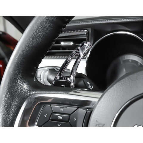 Black Forged Pattern Paddle Shifter Extension Cover For Ford Mustang 2015-2023