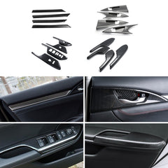 Carbon Fiber Style Door Armrest Window Switch Panel Cover For Honda Civic 16-21