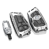 x xotic tech Mech Style Heavy Metal Key Fob Cover Compatible with Chevy Silverado 1500, GMC Sierra 1500 2022-2025, Chevrolet Tahoe 2024-2025, Zinc Alloy Key Case Protector Shell Keychain