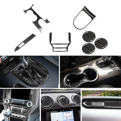 Real Carbon Fiber Air Vent Touch Screen Gear Panel Trim For Ford Mustang 2015-up