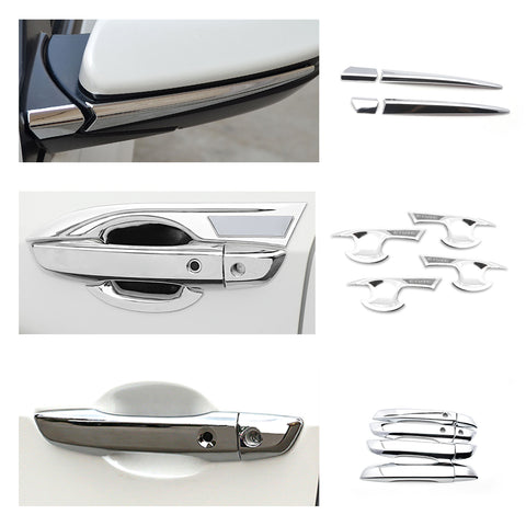 Chrome Keyless Door Handle Bowl+Side Mirror Stripes Cover Trim For Civic 16-2021