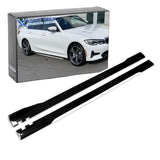 86.5 Inch/2.2M Car Lower Side Skirts Protect Rocker Panel Splitter Winglets Diffuser Bottom Line Extension Body Kit Universal Fit Most Vehicles (Glossy Black w/ White Strip)