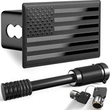 x xotic tech 2" American Flag Trailer Hitch Cover, Heavy Duty Carbon Steel Receivers Plug Cover with 5/8-Inch Anti-Theft Pin Diameter Trailer Hitch Lock For Pickup Trucks(5x3")