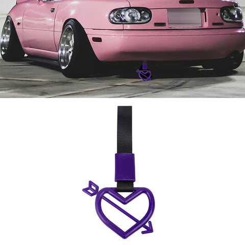 x xotic tech JDM Cupid's Arrow Shaped Tsurikawa Subway Train Bus Handle Straps Drift Charm Rear Bumper Warning Loops Ring for Cars, SUV Interior Exterior Decoration