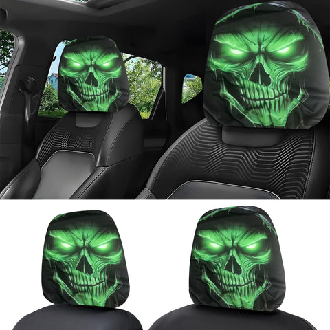 Auto Universal Fit Front Seat Halloween Scary Personalized Mask Head Rest Cover