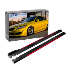 78.7 Inch/2M Car Lower Side Skirts Protect Rocker Panel Splitter Winglets Diffuser Bottom Line Extension Body Kit Universal Fit Most Vehicles (Carbon Fiber Pattern w/ Red Strip)