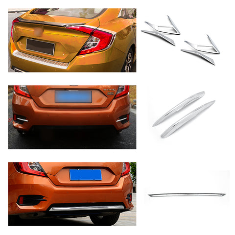Chrome Rear Bumper Lip Tail Light Frame Molding Cover Trim For Honda Civic 16-18