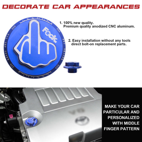 Screw-In Middle Finger Oil Tank Cap Engine Bay Dress Up Kit For Toyota Camry