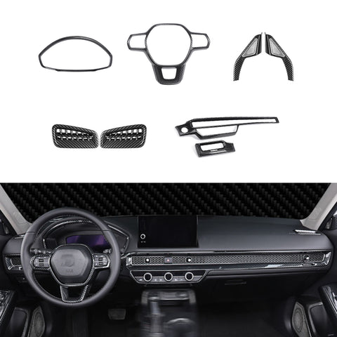 Carbon Fiber ABS Steering Wheel Pillar Speaker Frame Cover For Honda Civic 22-up