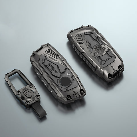 x xotic tech Mech Style Heavy Metal Key Fob Cover Compatible with BMW 2023 2024 2025 X1 X5 X6 X7 i7 Xi 3 5 7 Series 740i 760i XM IX IX3 I5 I7, Zinc Alloy Key Case Protector Shell Keychain