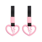 Xotic Tech 2 Pieces JDM Broken Heart Shaped Tsurikawa Car Handle Straps Rear Bumper Warning Ring Subway Train Bus Handle Drift Charm for Cars, SUV Interior Exterior Decoration