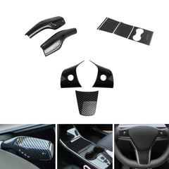 Carbon Style Console Steering Wheel Paddle Shifter Cover for Model 3 Y 2017-2020