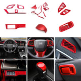 Red ABS Inner Steering Wheel Gear Shift Lever Cover Trim For Honda Civic 2016-21