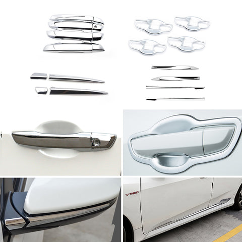 For Honda Civic 16-21 Chrome Side Mirror Stripe Door Handle Frame Decor Cover