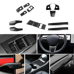 Carbon Style Console Window Switch Paddle Shifter Tirm For Tesla Model 3 Y 17-20