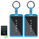 x xotic tech Transparent Card Key Holder, Card Protective Case Cover Comapatible with Tesla Model Y/3/S/X Cybertruck Accessories, Full Protection Key Fob Shell Key Chain(Aluminum Alloy)