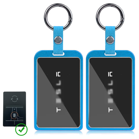 x xotic tech Transparent Card Key Holder, Card Protective Case Cover Comapatible with Tesla Model Y/3/S/X Cybertruck Accessories, Full Protection Key Fob Shell Key Chain(Aluminum Alloy)
