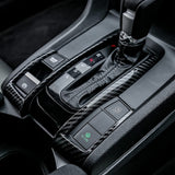 Carbon Fiber Style Armrest Box Gear Shift Decoration Trim For Honda Civic 16-21