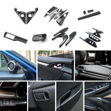 Carbon Fiber Look Inner Headlight Window Switch Cover Trim For Honda Civic 16-21