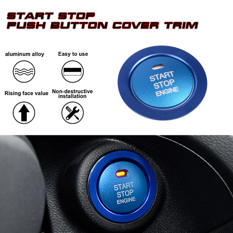 Blue Engine Start Button + AC Knob Control Ring Combo Cover for Subaru Forester