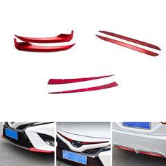 Glossy Red Front Corner Grille Insert + Rear Bumper Lip Cover For Camry SE/XSE