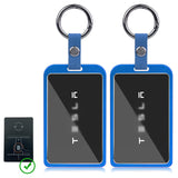 x xotic tech Transparent Card Key Holder, Card Protective Case Cover Comapatible with Tesla Model Y/3/S/X Cybertruck Accessories, Full Protection Key Fob Shell Key Chain(Aluminum Alloy)