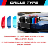 3pcs Tri Color Kidney Grille Clip Insert Cover For BMW 5 Series(G30/G31) 2021-up