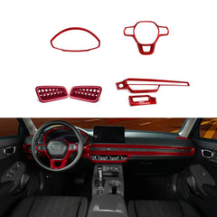 Red Steering Wheel Dashboard Instrument Frame Cover Decor For Honda Civic 22-up