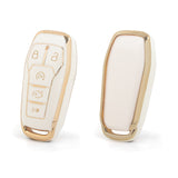 2X White TPU Full Protect Smart Key Fob Cover For Ford Fusion F-150 Raptor Edge