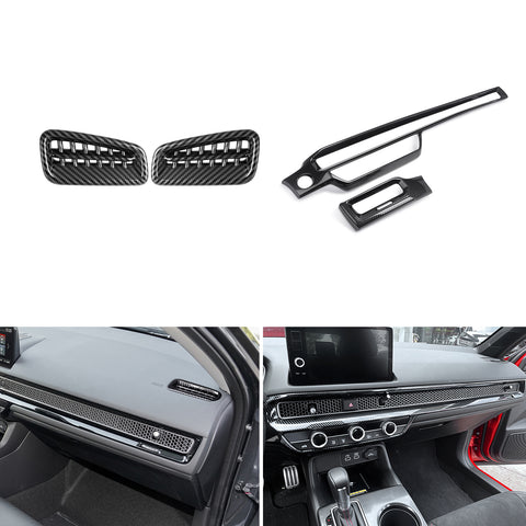 Carbon Fiber Style Dashboard Side AC Air Outlet Cover For Honda Civic 2022-up