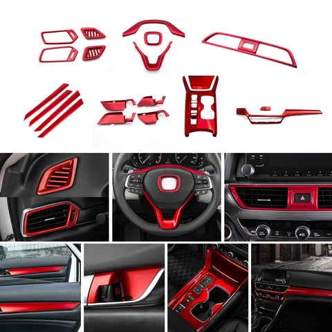 For Honda Accord 18-2022 Red Dash Center AC Vent Outlet Gear Panel Decor Trim