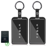 x xotic tech Transparent Card Key Holder, Card Protective Case Cover Comapatible with Tesla Model Y/3/S/X Cybertruck Accessories, Full Protection Key Fob Shell Key Chain(Aluminum Alloy)