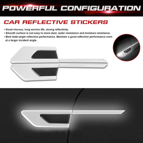 Blue Reflective Carbon Fiber Car Side Door Warning Protector Guard Decals 11.6"