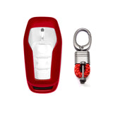 Red Soft TPU Key Fob Shell Skin Cover w/Keychain, Compatible with Ford Fusion Mustang