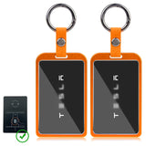 x xotic tech Transparent Card Key Holder, Card Protective Case Cover Comapatible with Tesla Model Y/3/S/X Cybertruck Accessories, Full Protection Key Fob Shell Key Chain(Aluminum Alloy)