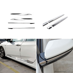 Chrome Exterior Side Door Skirt Mirror Stripe Panel Cover For Honda Civic 16-21