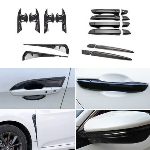 Carbon Fiber Texture Door Handle Side Fender Vent Cover Decor For Civic 2016-21