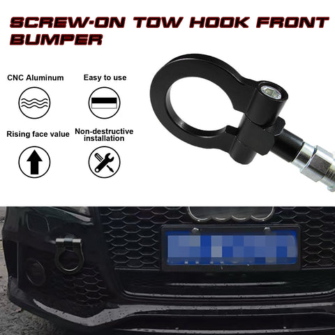 Set Race Style Front Bumper Tow Strap+Tow Hook For Audi A4 A5 S4 S5 RS5 2008-19