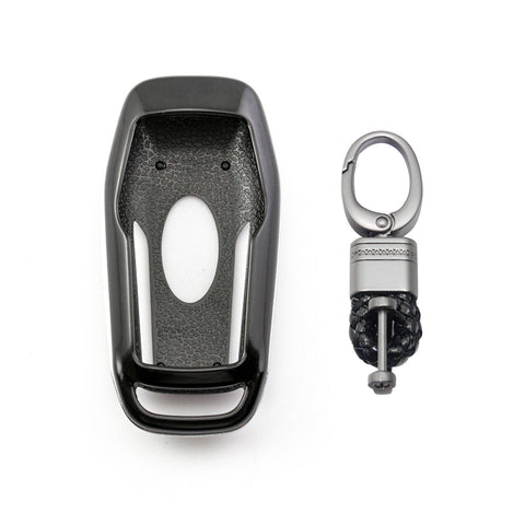 Glossy Black ABS Hard Key Fob Shell Cover Case w/Keychain, Compatible with Ford Fusion Mustang