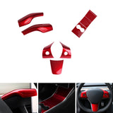 Sporty Red Console Wrap Steering Wheel Paddle Shifter Cover for Tesla Model 3 Y