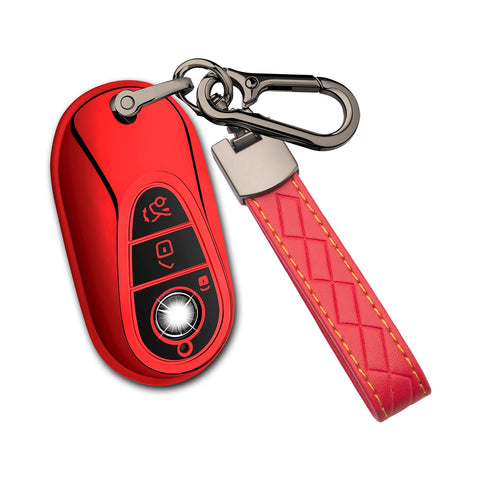 Red Soft TPU Full Protect Remote Key Fob Cover For Mercedes-Benz S-Class 2020+