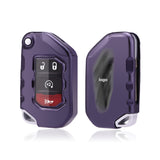 Purple Black Soft TPU Anti-dust Remote Control Key Fob Cover w/Keychain For Jeep Wrangler 2018-21