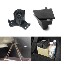Rear Trunk Left Side Storage Bin Box Organizer Protector Packet w/Lids + Trunk Grocery Bag Organizer Holder Hanger Hook Kit Compatible with Tesla Model 3 2018-2023