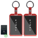 x xotic tech Transparent Card Key Holder, Card Protective Case Cover Comapatible with Tesla Model Y/3/S/X Cybertruck Accessories, Full Protection Key Fob Shell Key Chain(Aluminum Alloy)