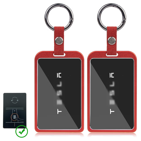 x xotic tech Transparent Card Key Holder, Card Protective Case Cover Comapatible with Tesla Model Y/3/S/X Cybertruck Accessories, Full Protection Key Fob Shell Key Chain(Aluminum Alloy)