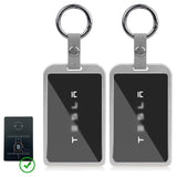 x xotic tech Transparent Card Key Holder, Card Protective Case Cover Comapatible with Tesla Model Y/3/S/X Cybertruck Accessories, Full Protection Key Fob Shell Key Chain(Aluminum Alloy)