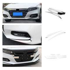 Chrome Front Hood Grille Bumper Lip Corner Protector Trim for Honda Accord 18-20