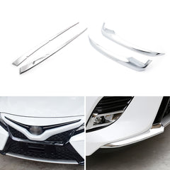 Chrome Front Bumper Corner + Front Grille Trim For Toyota Camry SE XSE 2018-2020