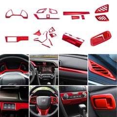 Red Steering Wheel Dashboard Panel Frame Molding Trim For Honda Civic 16-2021